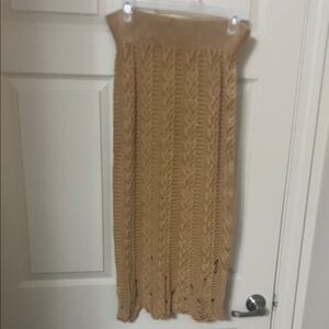 Free People Elegant Tan Knit Skirt